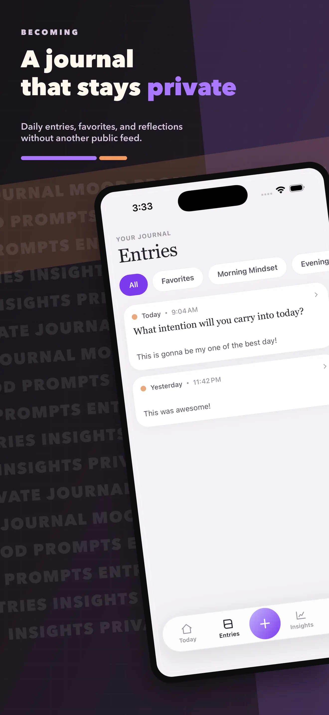 A journal that stays private in Becoming.